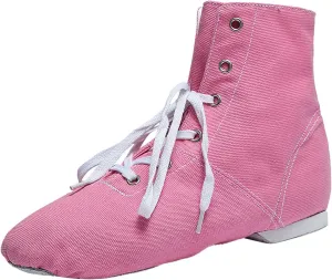 Split Sole Jazz Boots High Top Lace up Leather Canvas Dancing Shoes for Girls Boys (Toddler/Little Kid/Big Kid)
