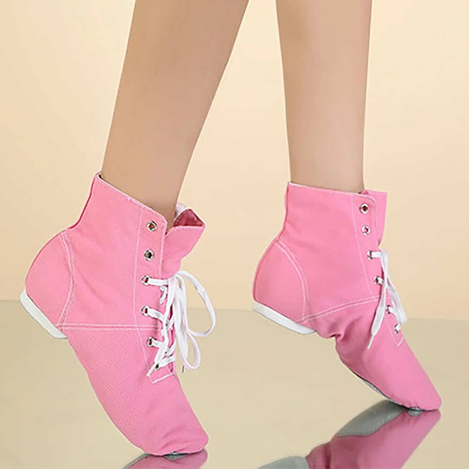 Split Sole Jazz Boots High Top Lace up Leather Canvas Dancing Shoes for Girls Boys (Toddler/Little Kid/Big Kid)