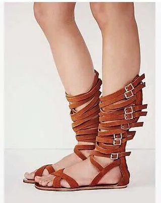 Straps Casual Adjustable Buckle Open Toe Flat Gladiator Sandals