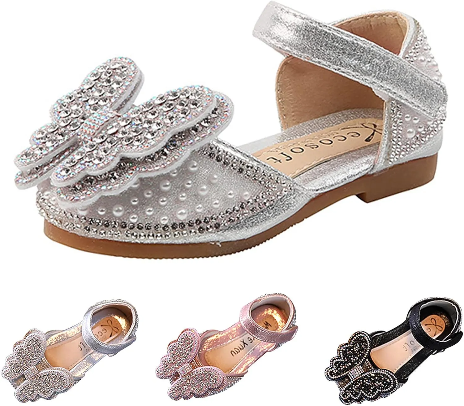 Summer Girls Dance Shoes Princess Dress Performance Shoes Cartoon Butterfly Shape Rhinestone Dance Shoes for