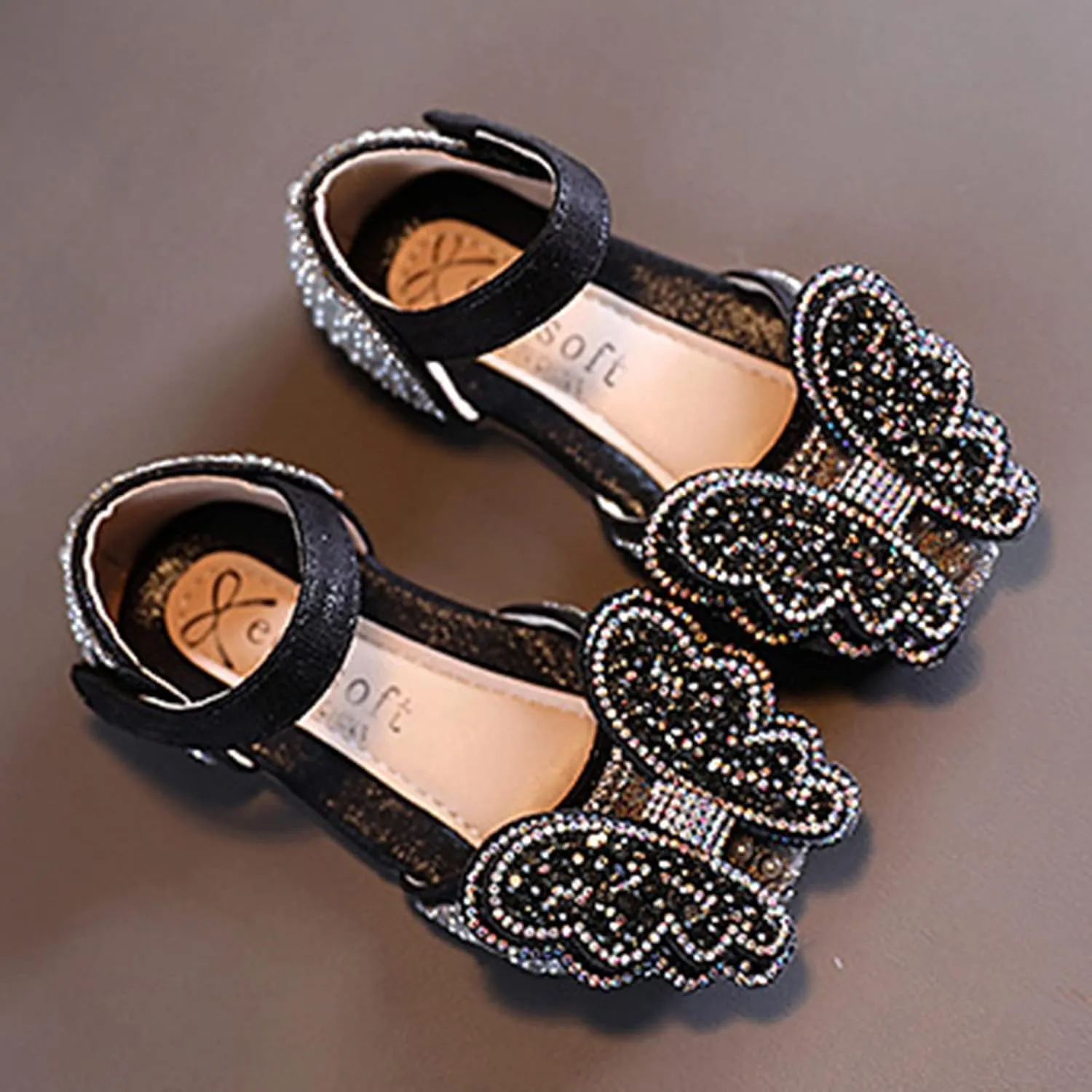 Summer Girls Dance Shoes Princess Dress Performance Shoes Cartoon Butterfly Shape Rhinestone Dance Shoes for