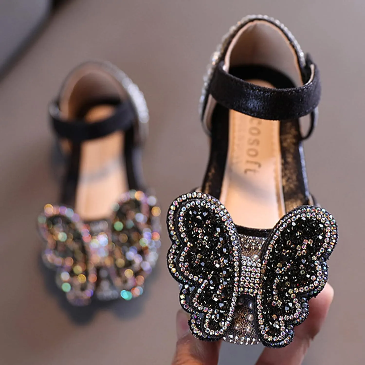 Summer Girls Dance Shoes Princess Dress Performance Shoes Cartoon Butterfly Shape Rhinestone Dance Shoes for