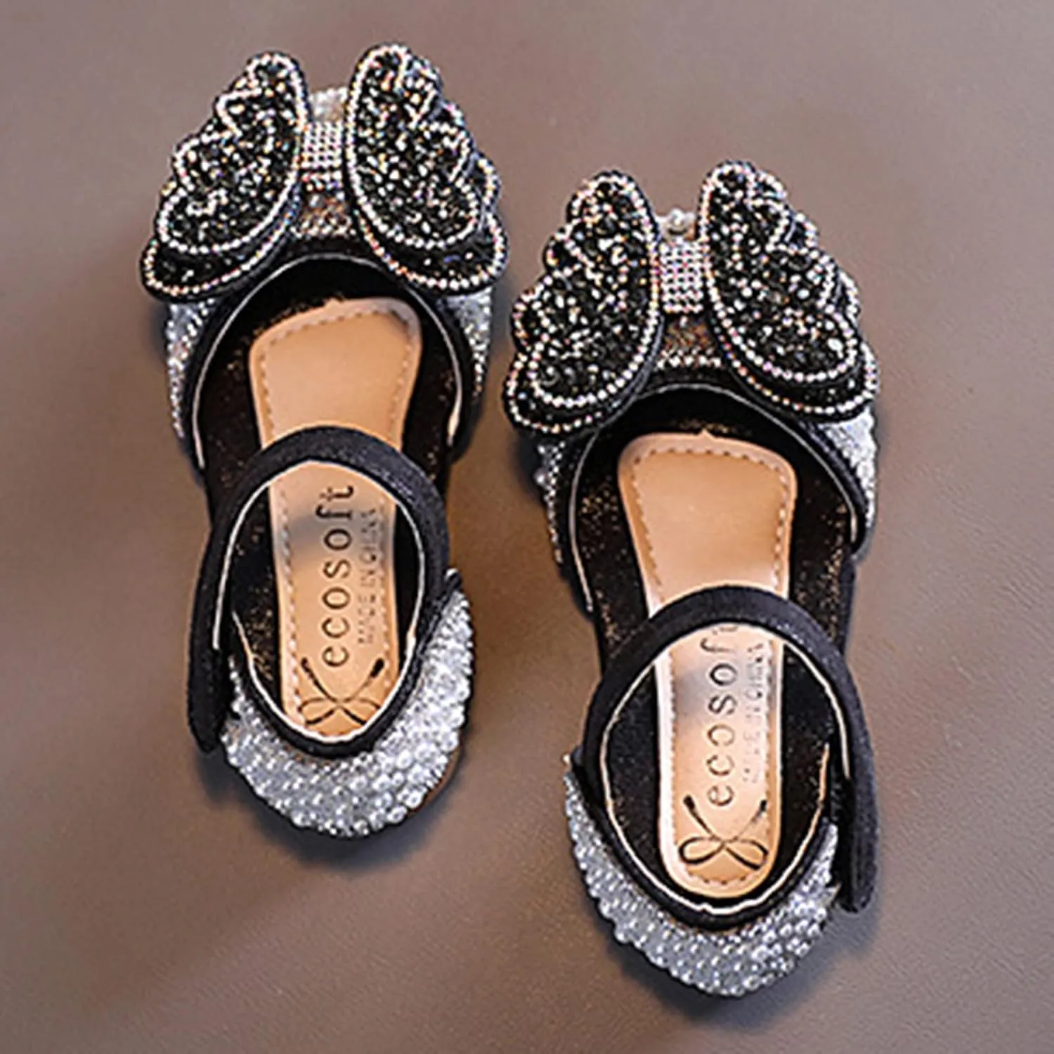 Summer Girls Dance Shoes Princess Dress Performance Shoes Cartoon Butterfly Shape Rhinestone Dance Shoes for