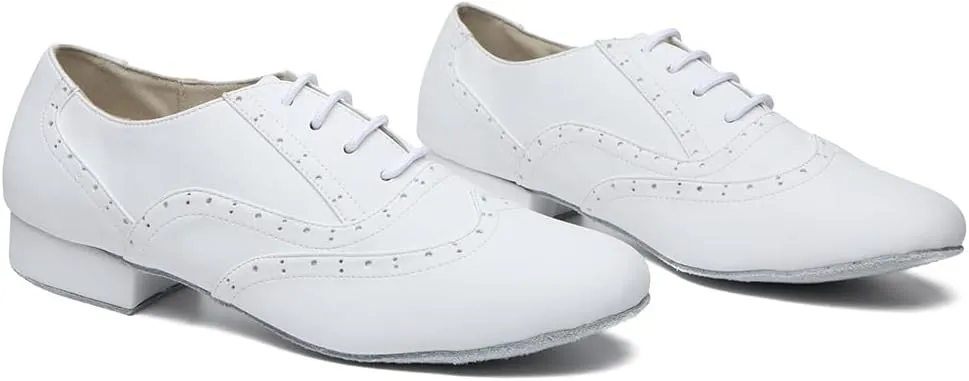 SWDZM Mens Lace up Leather Oxford Dance Shoe Smooth Latin Ballroom Dance Shoes