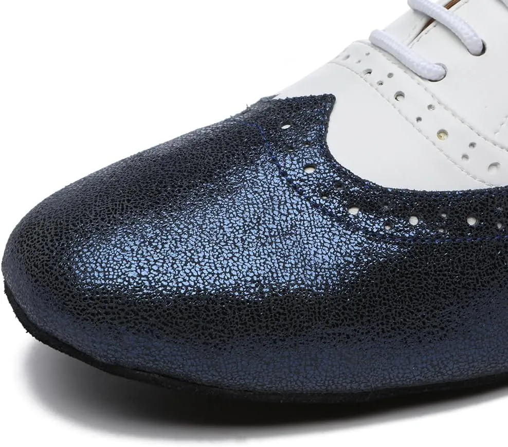 SWDZM Mens Lace up Leather Oxford Dance Shoe Smooth Latin Ballroom Dance Shoes