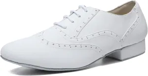 SWDZM Mens Lace up Leather Oxford Dance Shoe Smooth Latin Ballroom Dance Shoes