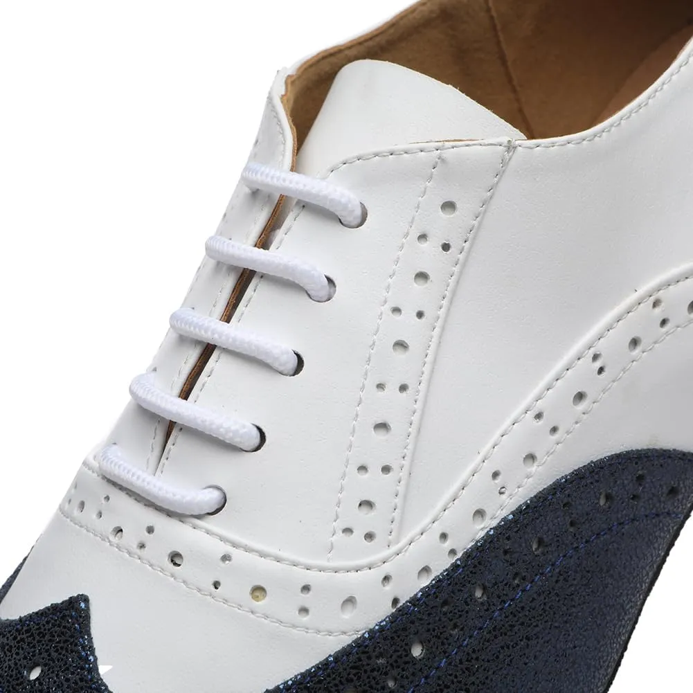SWDZM Mens Lace up Leather Oxford Dance Shoe Smooth Latin Ballroom Dance Shoes