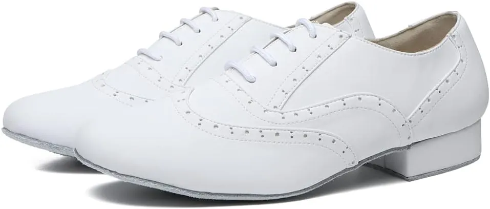SWDZM Mens Lace up Leather Oxford Dance Shoe Smooth Latin Ballroom Dance Shoes