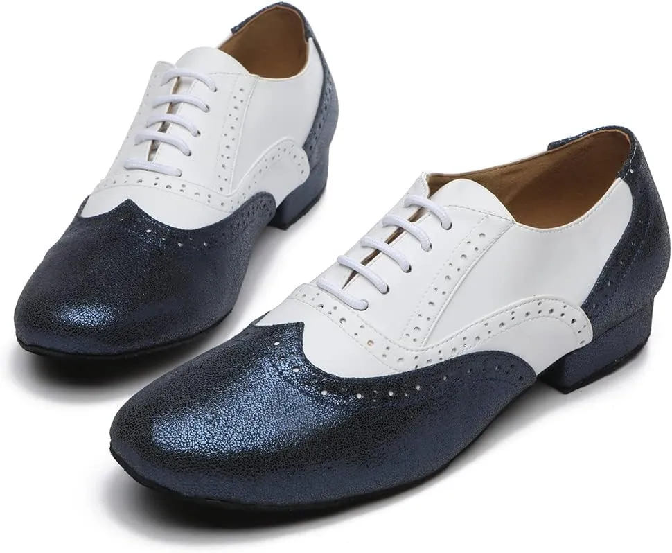 SWDZM Mens Lace up Leather Oxford Dance Shoe Smooth Latin Ballroom Dance Shoes
