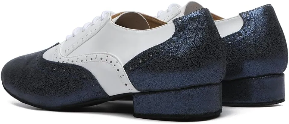 SWDZM Mens Lace up Leather Oxford Dance Shoe Smooth Latin Ballroom Dance Shoes