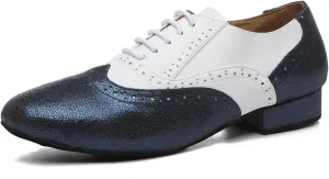 SWDZM Mens Lace up Leather Oxford Dance Shoe Smooth Latin Ballroom Dance Shoes