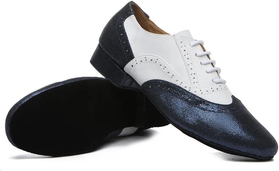 SWDZM Mens Lace up Leather Oxford Dance Shoe Smooth Latin Ballroom Dance Shoes