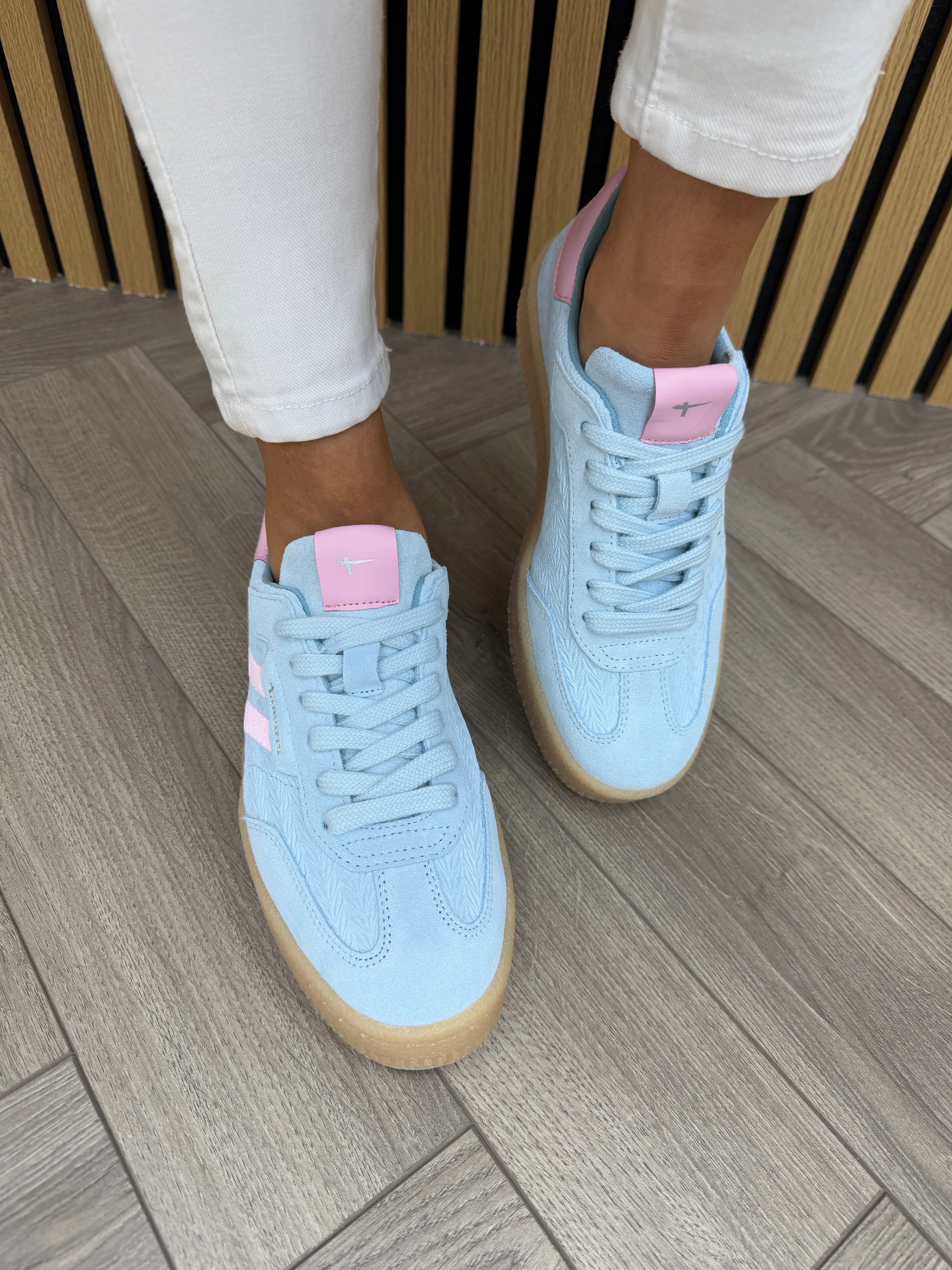 Tamaris (SS25) Suede Trainer With Gum Sole 23723 - Light Blue (T39)