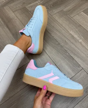 Tamaris (SS25) Suede Trainer With Gum Sole 23723 - Light Blue (T39)