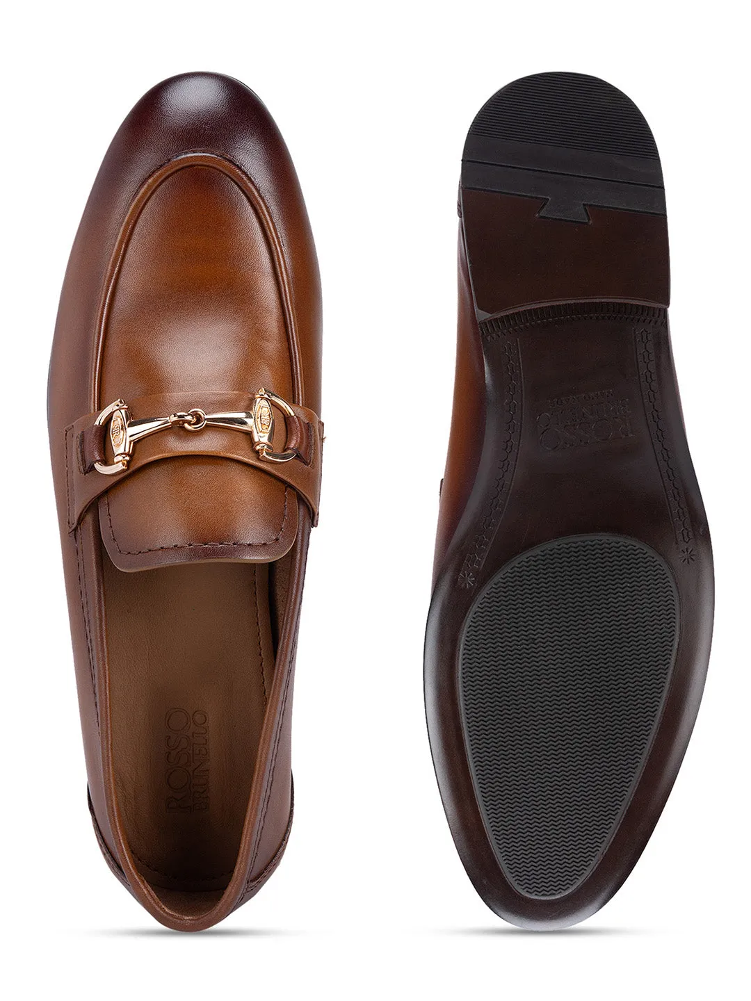 Tan Embellished Loafers