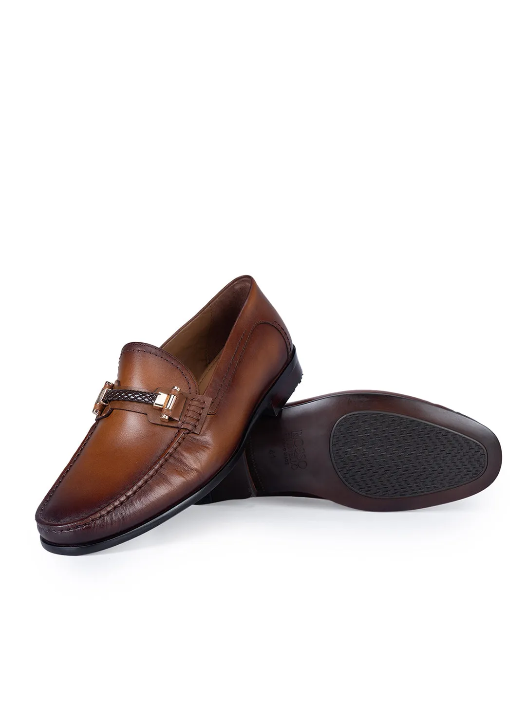 Tan Top Embellished Loafers