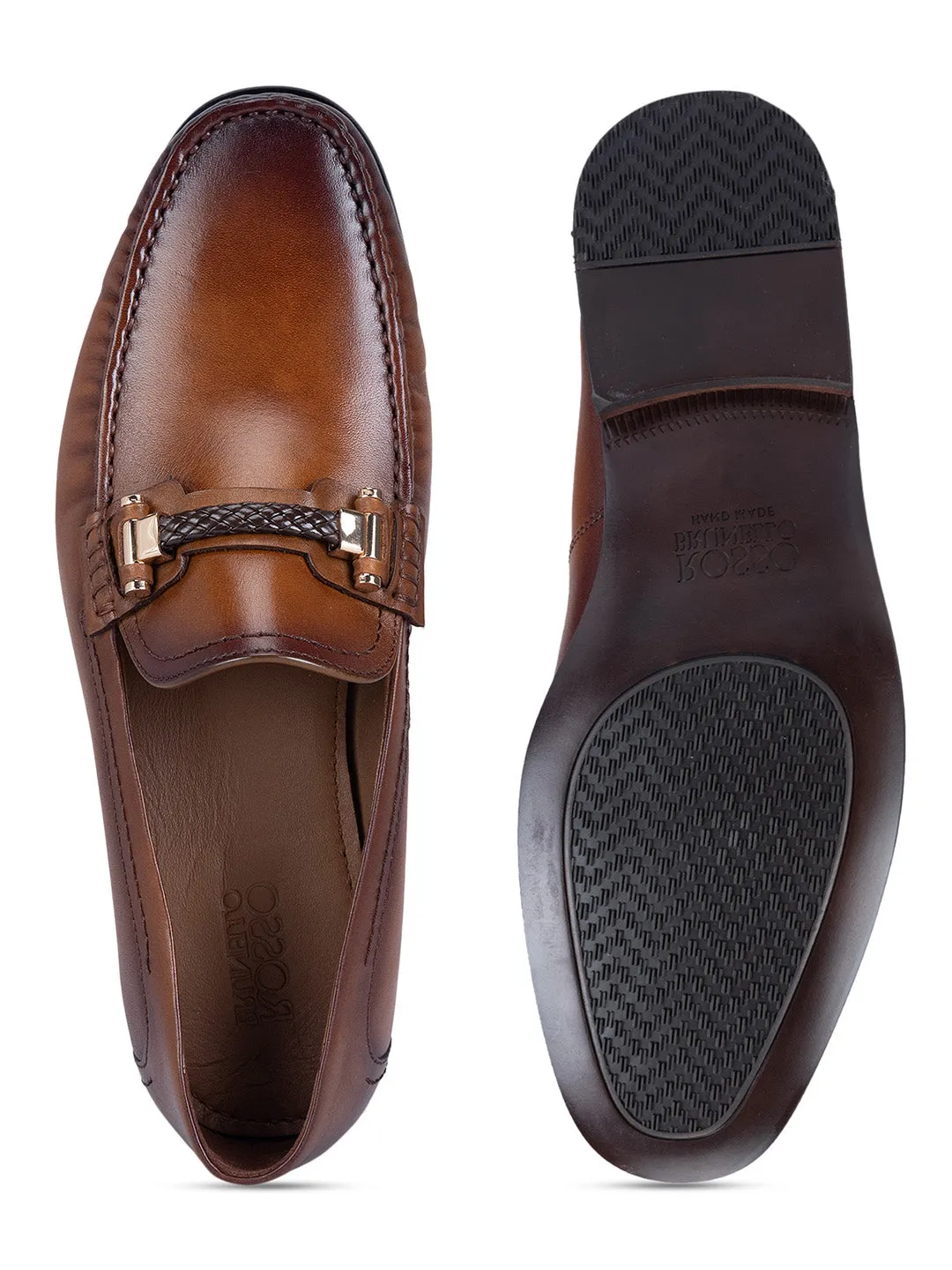 Tan Top Embellished Loafers