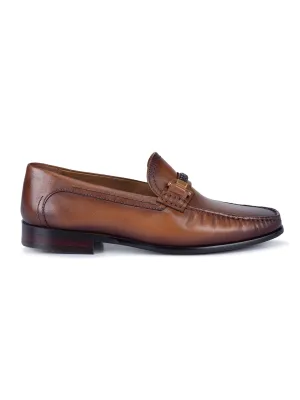 Tan Top Embellished Loafers