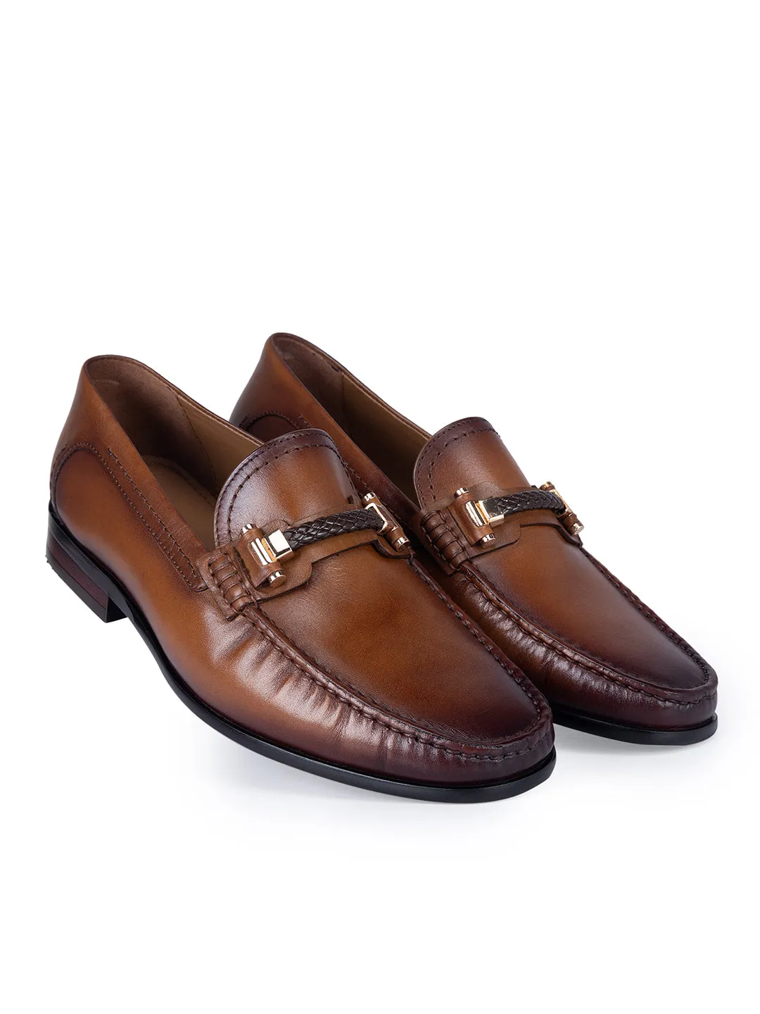 Tan Top Embellished Loafers