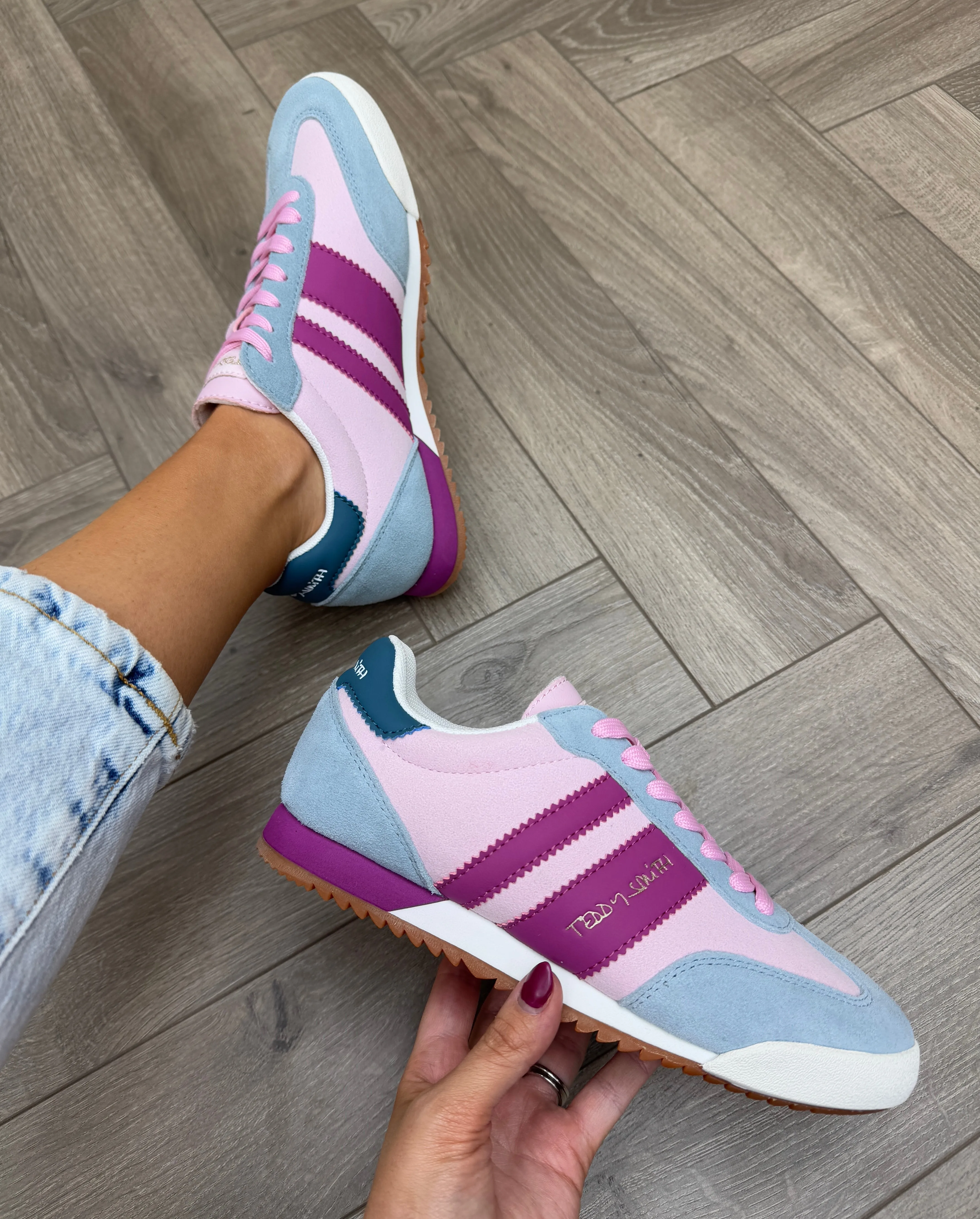 Teddy Smith (SS25) Lace Up Trainer With Coloured Inserts 120132 - Rosa (TS3)