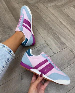 Teddy Smith (SS25) Lace Up Trainer With Coloured Inserts 120132 - Rosa (TS3)