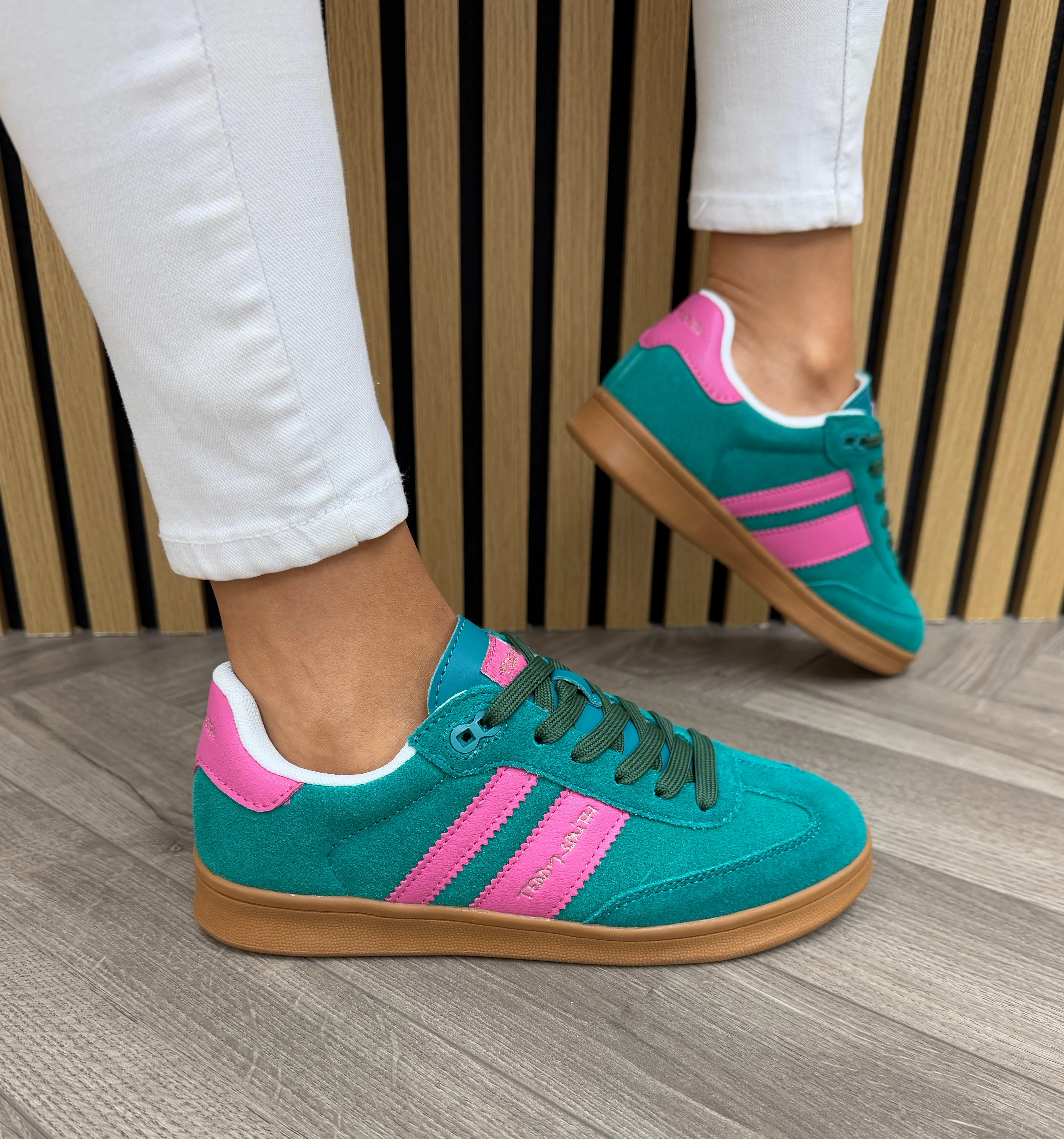 Teddy Smith (SS25) Lace Up Trainer With Gum Sole 120007 - Verde *Dark Green* (TS7)