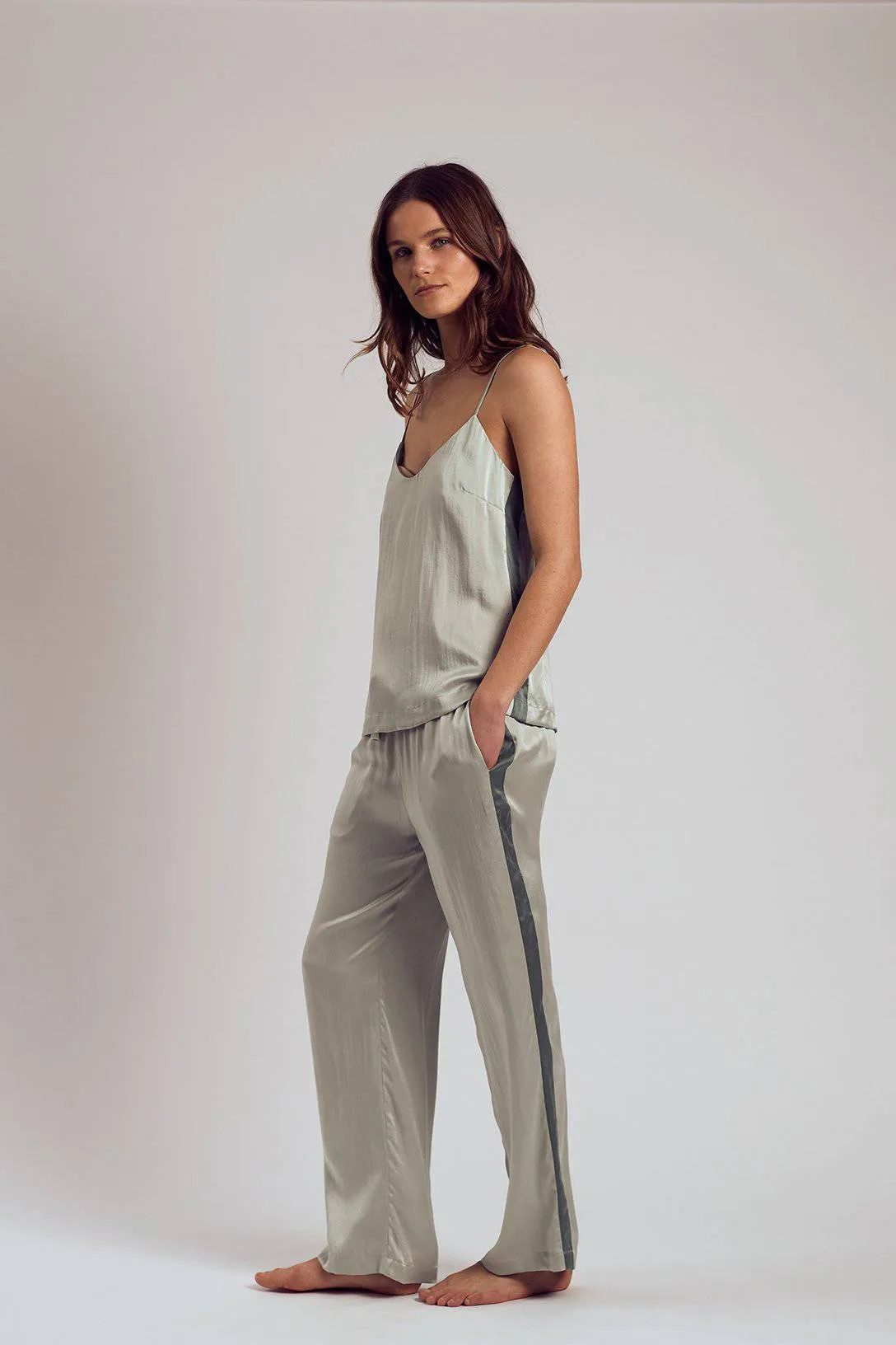 The Silk Robe Silk Flowy Set | Chartreuse