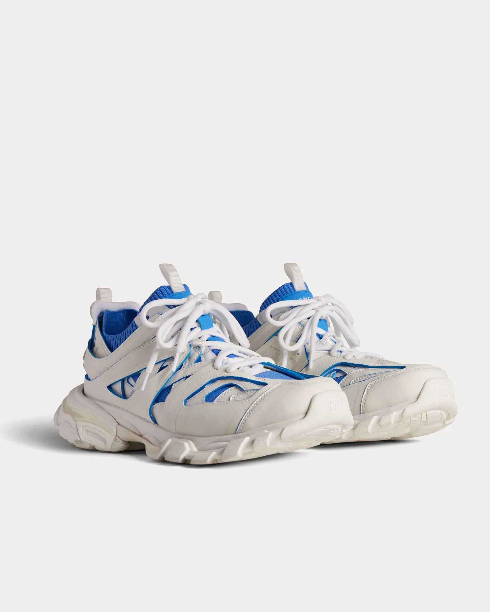Track Sock Nylon & Knit White / Blue Low Top Sneakers