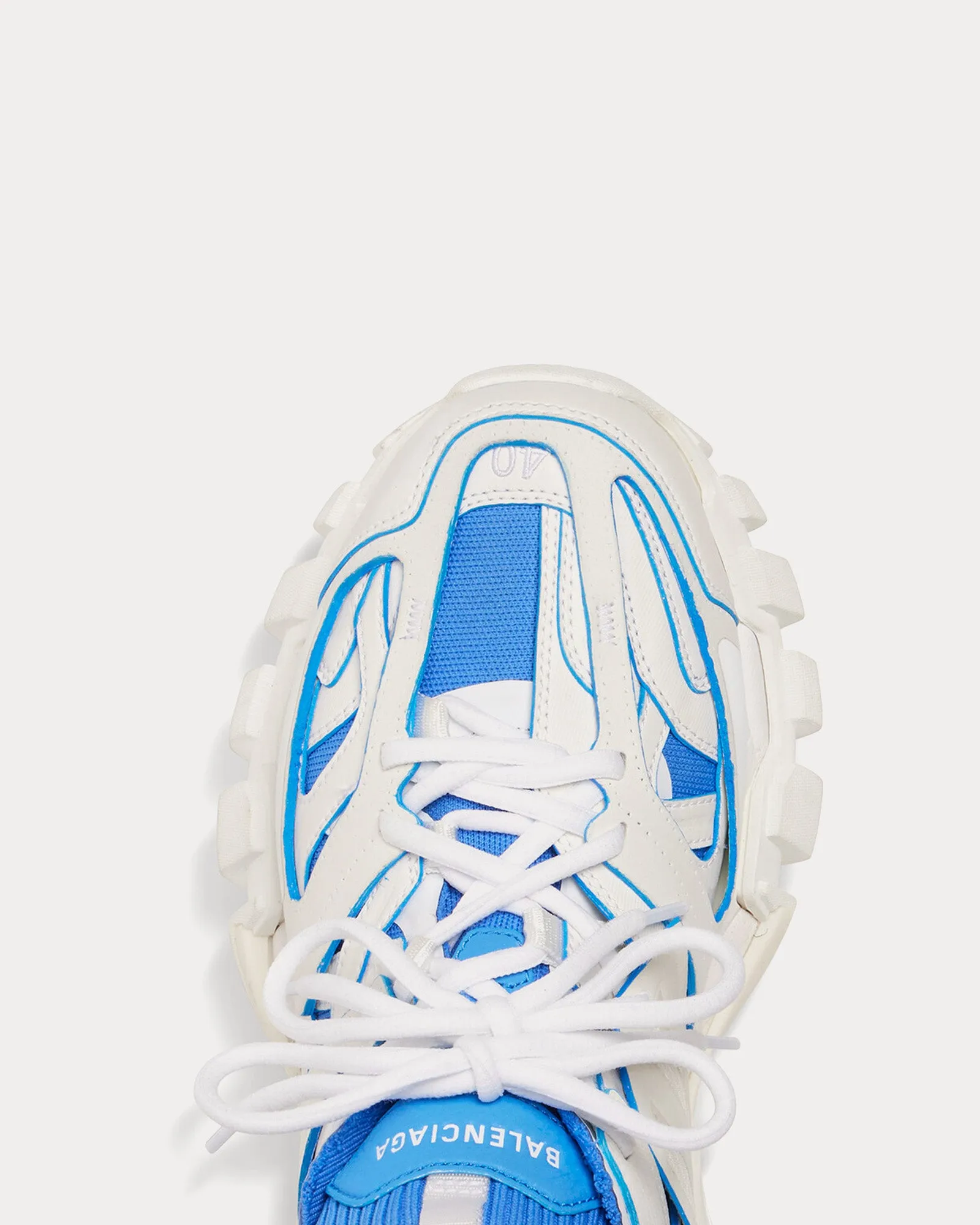 Track Sock Nylon & Knit White / Blue Low Top Sneakers