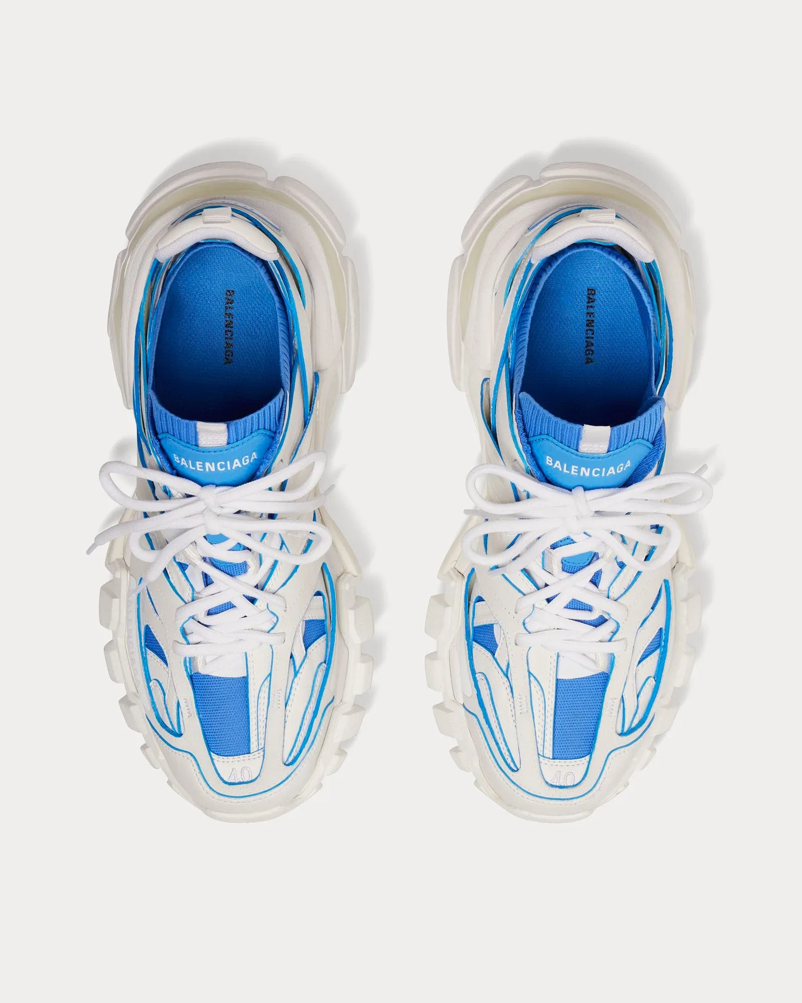 Track Sock Nylon & Knit White / Blue Low Top Sneakers