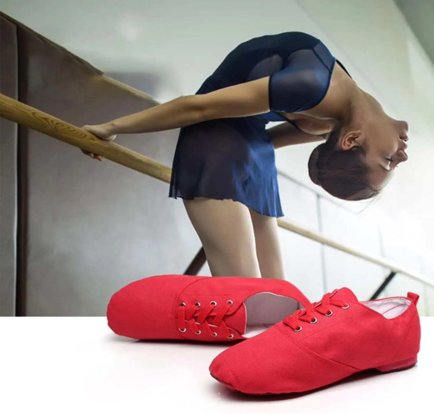 Unisex Kids Canvas Dance Shoes Jazz Shoes for Teens Girls Dance Boots Split Sole Ballroom Dancing Flat Shoes