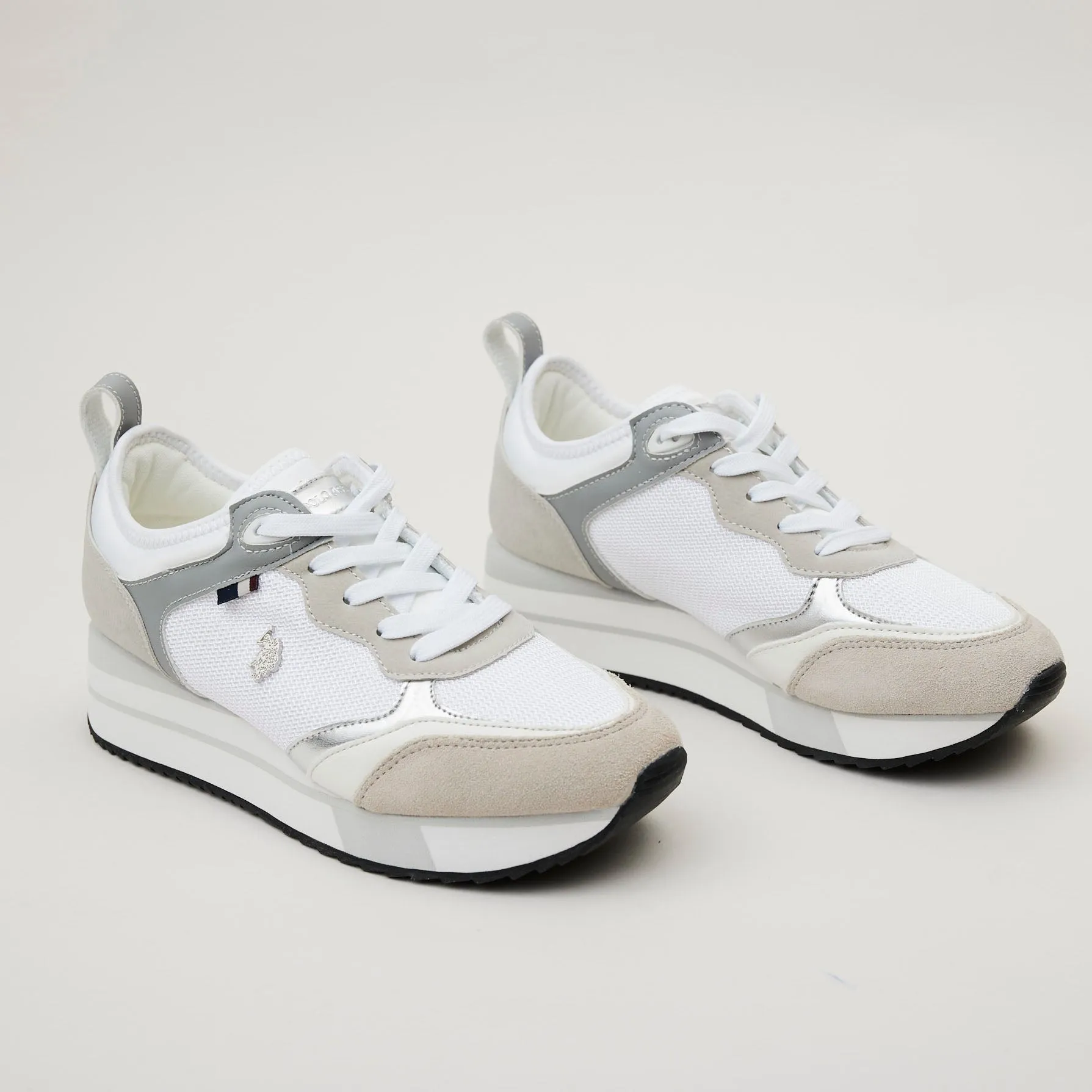 US Polo White Combination Trainers