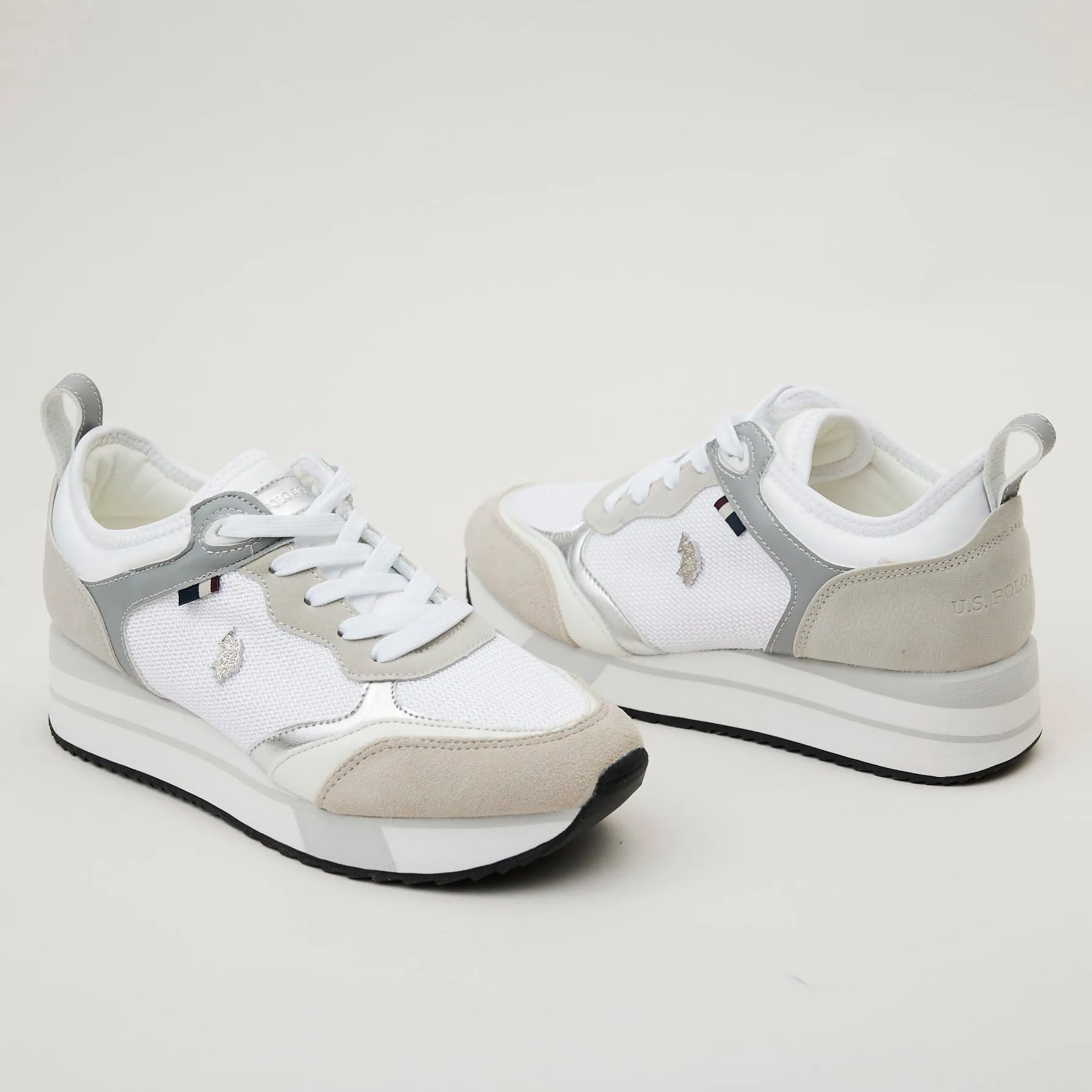 US Polo White Combination Trainers