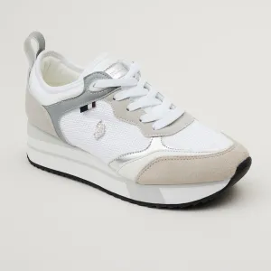 US Polo White Combination Trainers