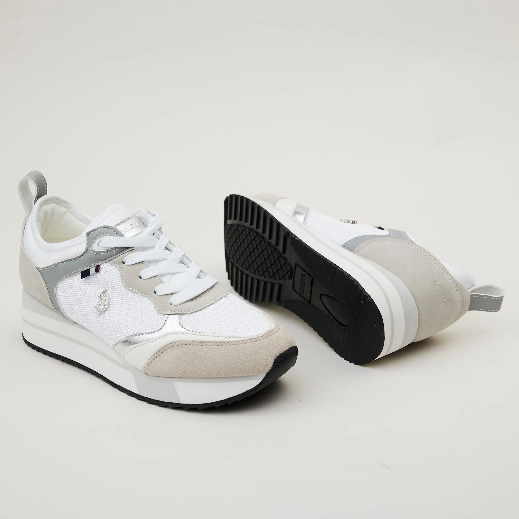 US Polo White Combination Trainers