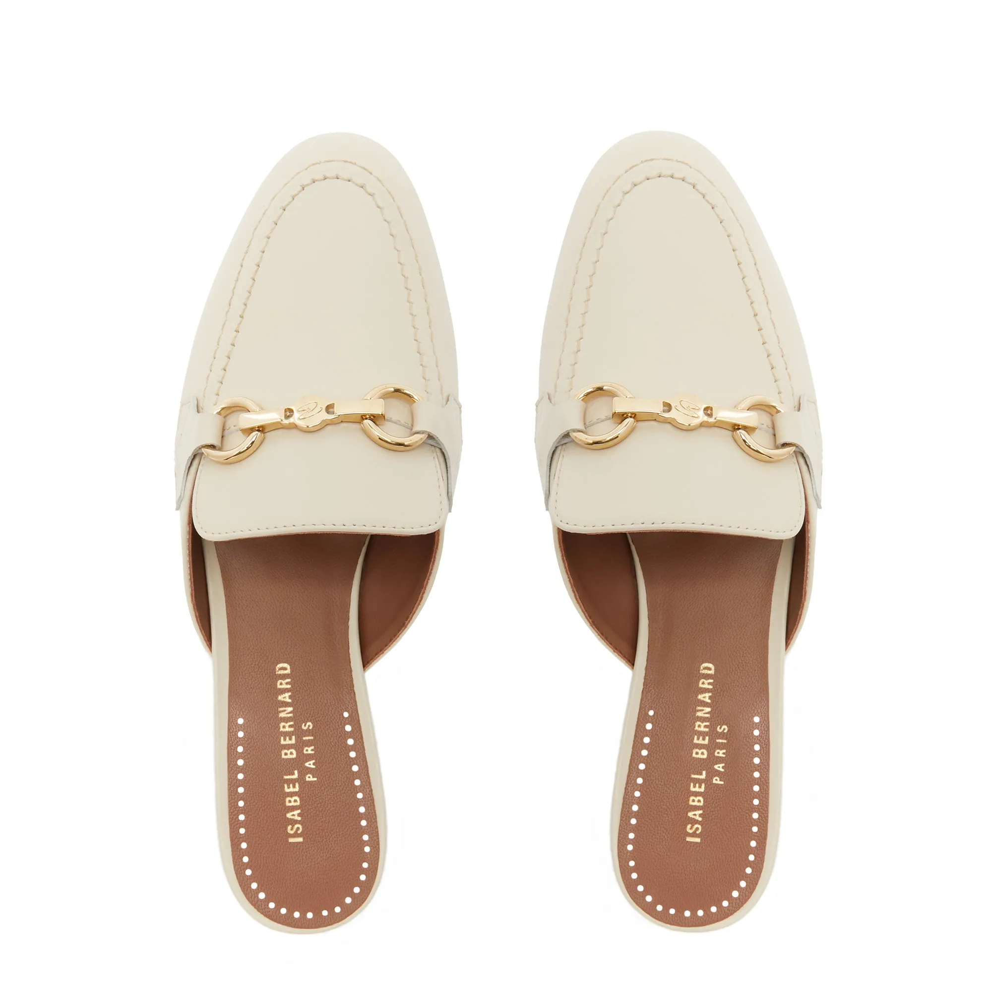 Vendôme Fleur crème calfskin leather backless loafers
