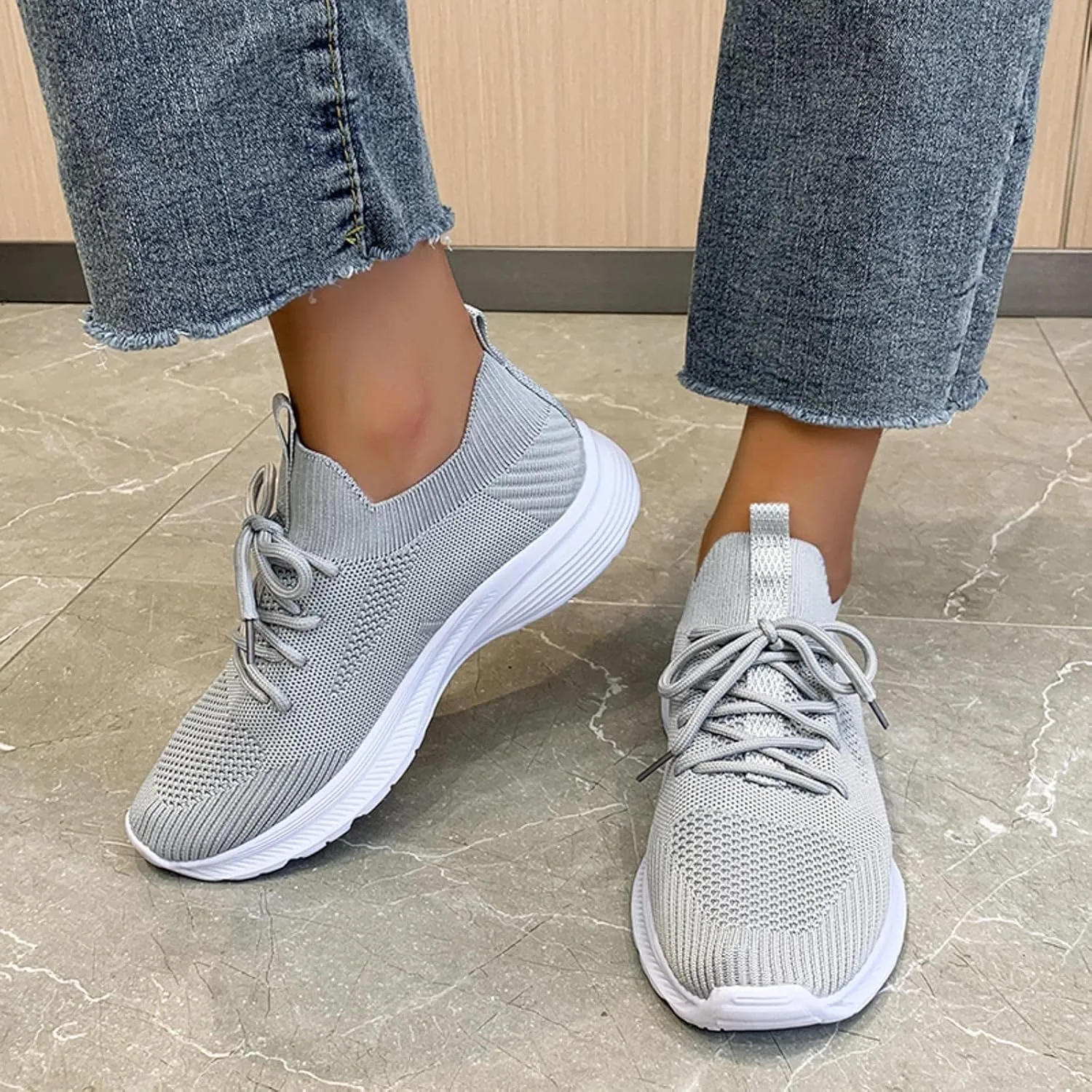 Walking Shoes Women Arch Support Slip On Sneakers Breathable Non Slip Orthopedic Shoes Mesh Workout Running Shoes
