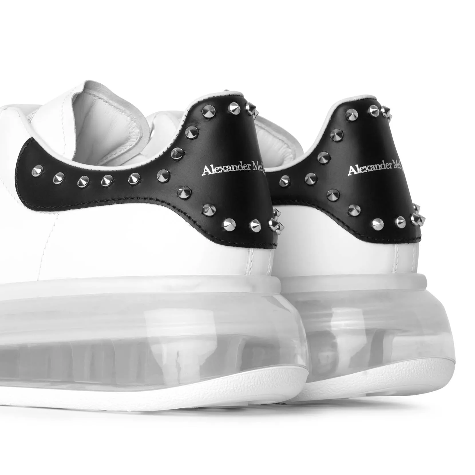 White and black studded classic sneakers