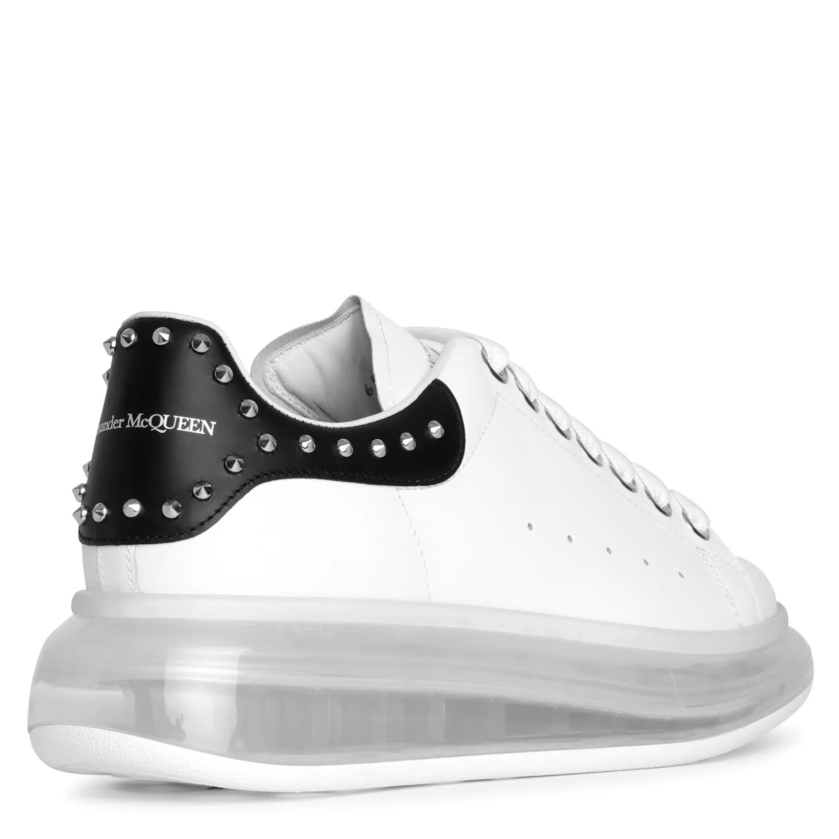 White and black studded classic sneakers