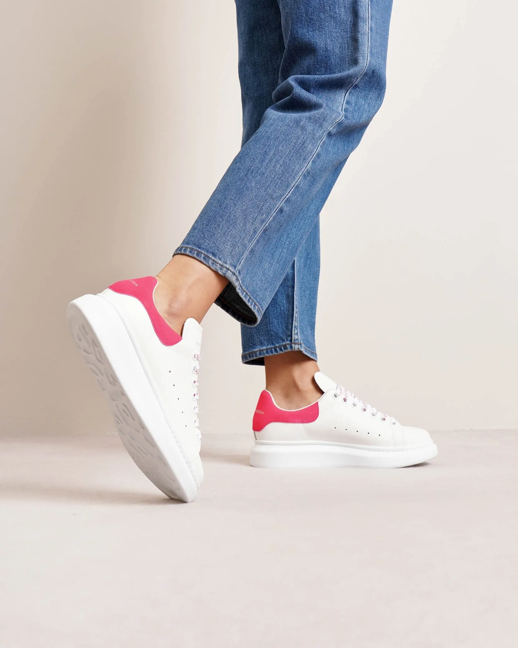 White and peony pink classic sneakers