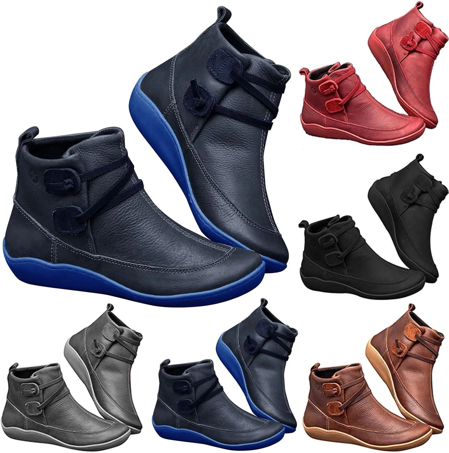 Winter Boots for Women Ankle Black Suede Booties Ladies Hiking Boots Ankle Bootie for Women with Heel Keep Warm Flat Bottom Chunky Low Heel Classic Pointed Toe