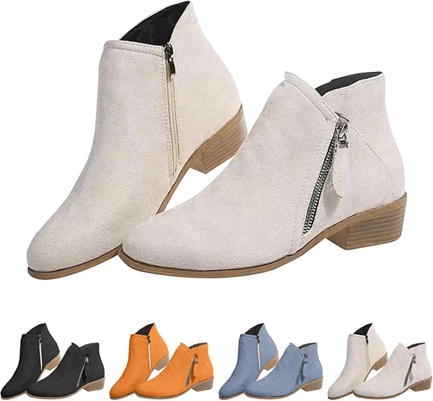 Women's Ankle Boots & Booties Low Heel Booties Short Boots for Women Hiking Boot Laces Men Comfy Casual Closed Back Chunky Low Heel Classic Pointed Toe