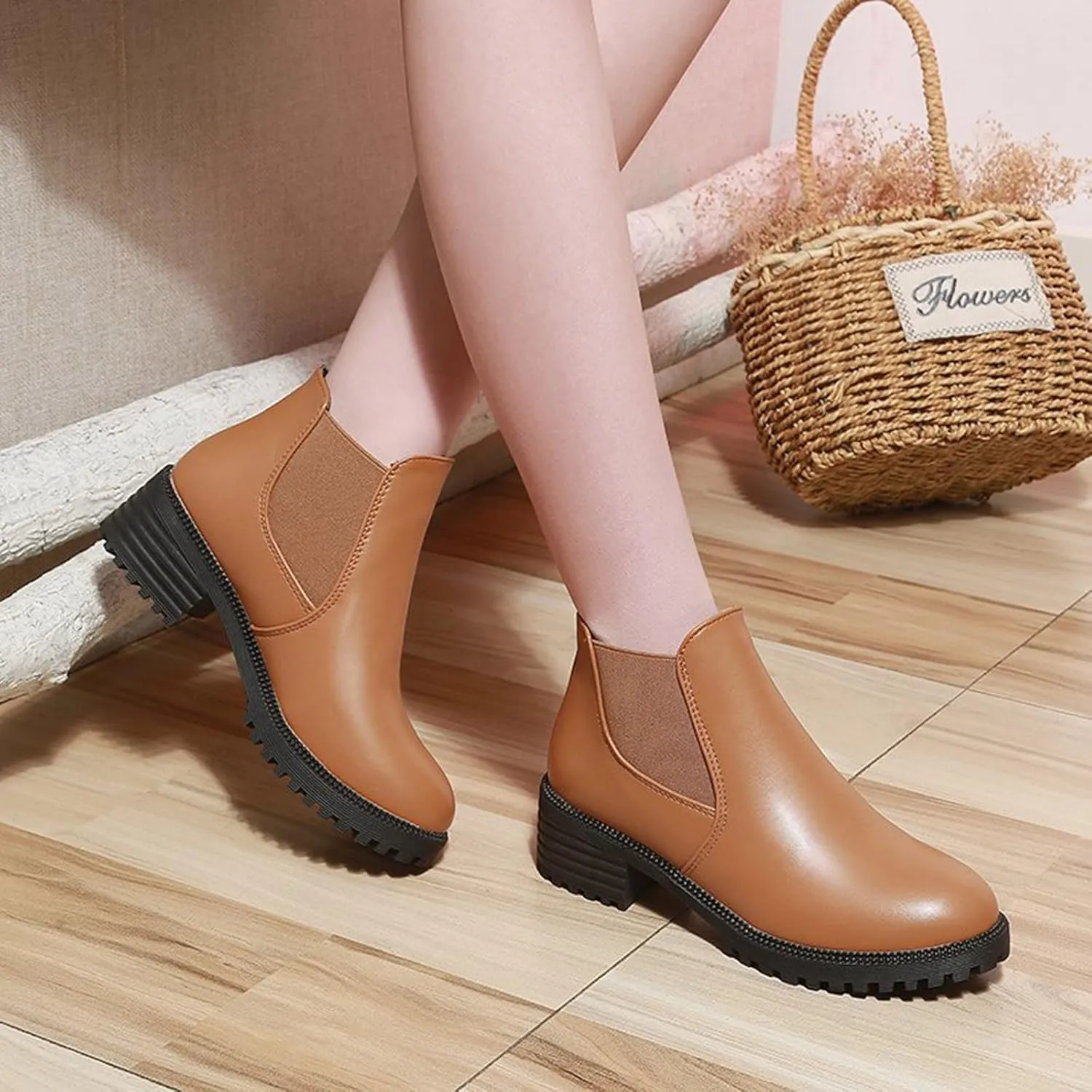 Womens Boots Fall 2024 Ankle Womens Black Booties with Heel Women Wide Boots Wedge Boot Lightweight Breathable Chunky Low Heel Classic Pointed Toe