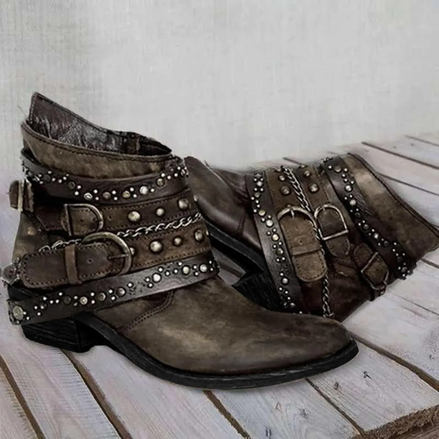 Womens Winter Boots Ankle Cowboy Booties Wide Width Short Western Boots for Women Short Walking Boot Comfy Soft Cover Heel Chunky Low Heel Classic Pointed Toe