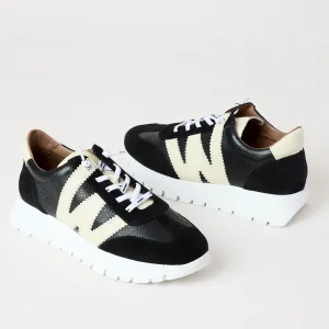 Wonders Black and Cream Suede Leather Trainers