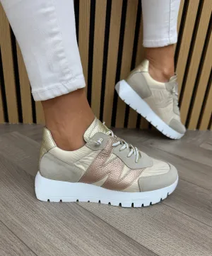 Wonders (SS25) Mixed Material Trainer with Elastic Laces A-2464 - Trend Beig/Celestial Sand (W40)