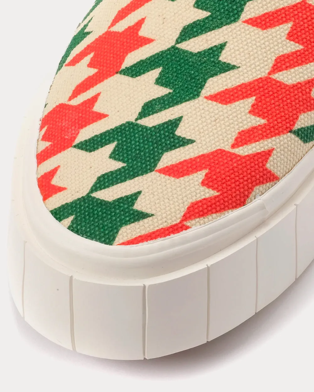 Yess Dogstooth Red / Green Slip On Sneakers