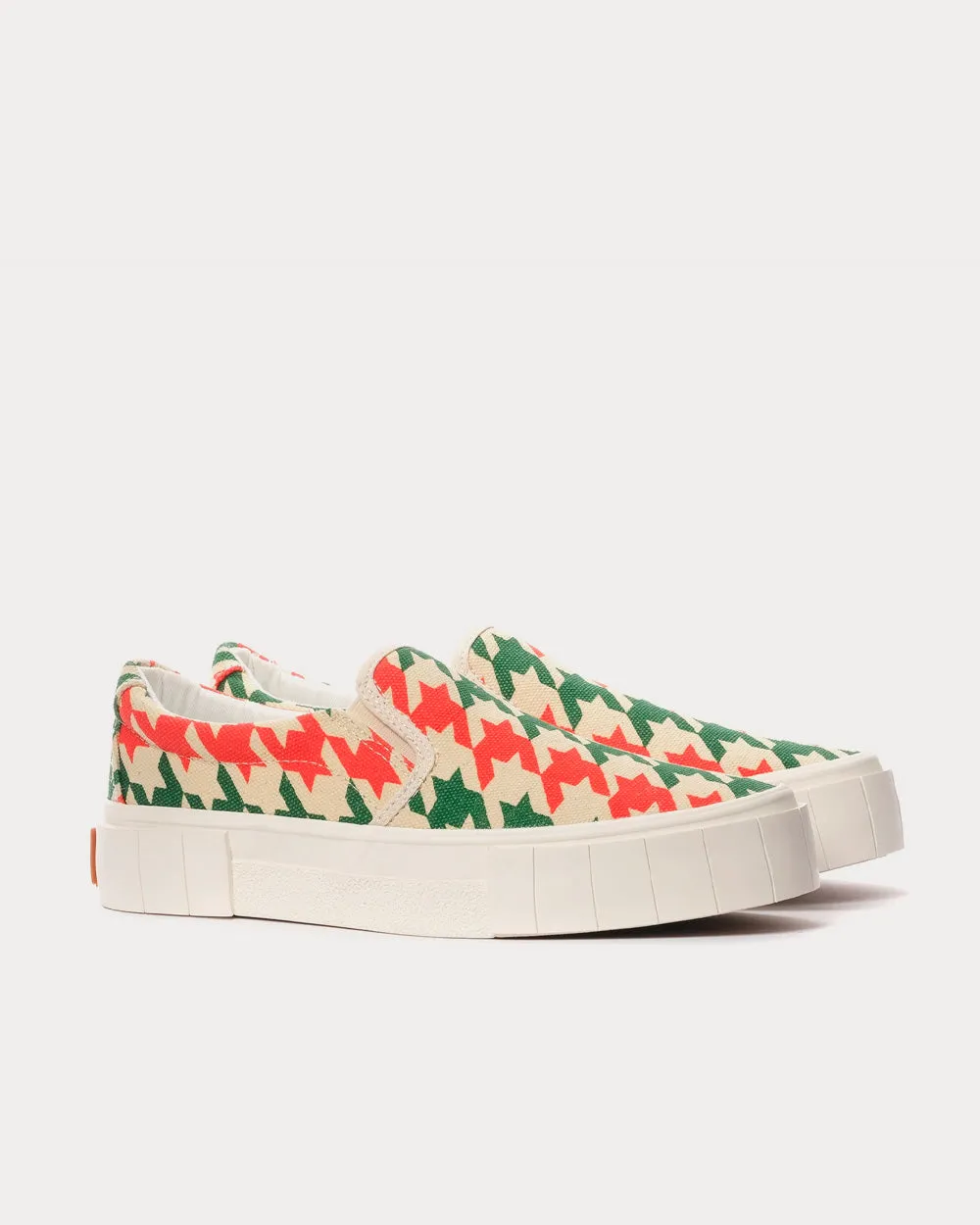 Yess Dogstooth Red / Green Slip On Sneakers