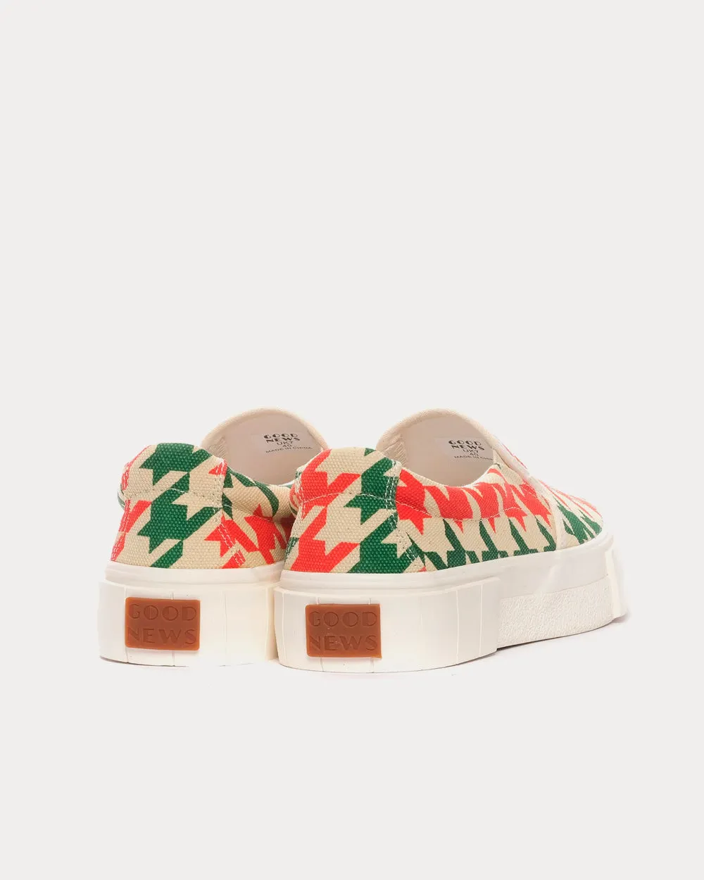 Yess Dogstooth Red / Green Slip On Sneakers